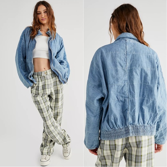 🎉HOST PICK🎉NWT-Free People Vintage-Vibe Dolman Quilted Denim Jacket (XS) - Picture 14 of 14